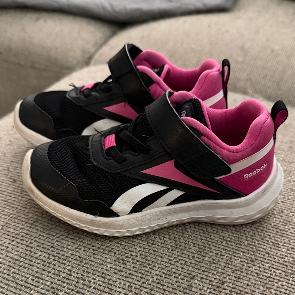 Reebok Kids Black and Pink Velcro Athletic Sneakers